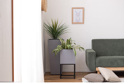 スタンド付き 正方形 6号用 プランター プランター 鉢入れ スタンド付き モダン インダストリアル シンプル グレー 植物 観葉植物 インテリア(代引不可)