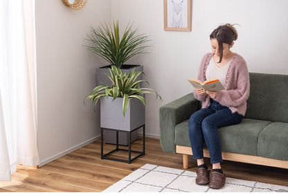 スタンド付き 正方形 6号用 プランター プランター 鉢入れ スタンド付き モダン インダストリアル シンプル グレー 植物 観葉植物 インテリア(代引不可)