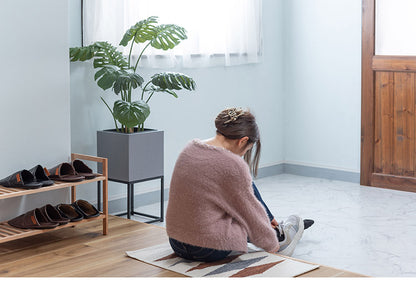 スタンド付き 正方形 6号用 プランター プランター 鉢入れ スタンド付き モダン インダストリアル シンプル グレー 植物 観葉植物 インテリア(代引不可)