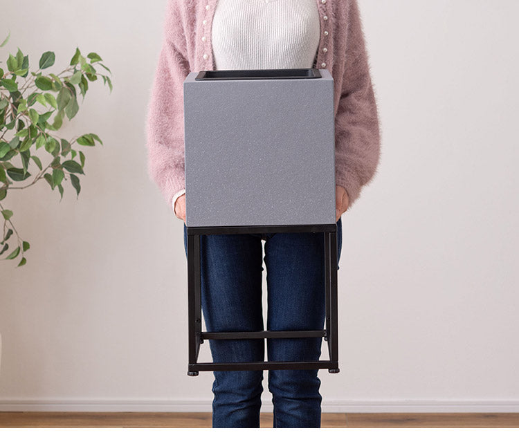 スタンド付き 正方形 6号用 プランター プランター 鉢入れ スタンド付き モダン インダストリアル シンプル グレー 植物 観葉植物 インテリア(代引不可)