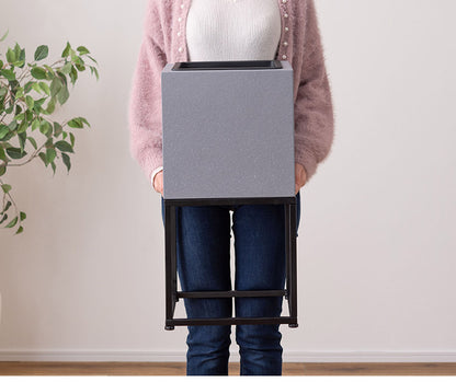 スタンド付き 正方形 6号用 プランター プランター 鉢入れ スタンド付き モダン インダストリアル シンプル グレー 植物 観葉植物 インテリア(代引不可)