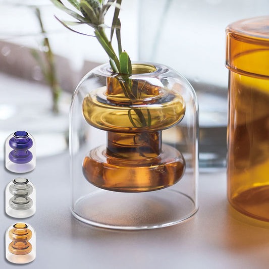 ガラスベース GRS-24 東谷 ガラスベース 花瓶 フラワーベース 北欧 ディスプレイ アート 筒型 一輪挿し ガラス製 玄関 雑貨 小物 お店 カフェ おしゃれ ブルー クリア 生け花 丸 円柱 置物 シンプル(代引不可)