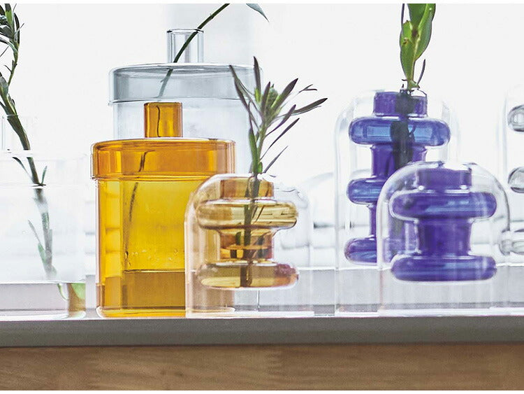 ガラスベース GRS-24 東谷 ガラスベース 花瓶 フラワーベース 北欧 ディスプレイ アート 筒型 一輪挿し ガラス製 玄関 雑貨 小物 お店 カフェ おしゃれ ブルー クリア 生け花 丸 円柱 置物 シンプル(代引不可)