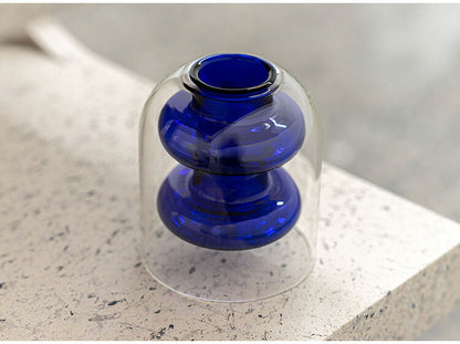 ガラスベース GRS-24 東谷 ガラスベース 花瓶 フラワーベース 北欧 ディスプレイ アート 筒型 一輪挿し ガラス製 玄関 雑貨 小物 お店 カフェ おしゃれ ブルー クリア 生け花 丸 円柱 置物 シンプル(代引不可)