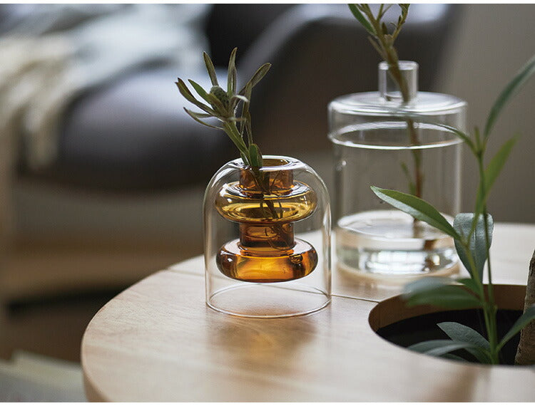 ガラスベース GRS-24 東谷 ガラスベース 花瓶 フラワーベース 北欧 ディスプレイ アート 筒型 一輪挿し ガラス製 玄関 雑貨 小物 お店 カフェ おしゃれ ブルー クリア 生け花 丸 円柱 置物 シンプル(代引不可)