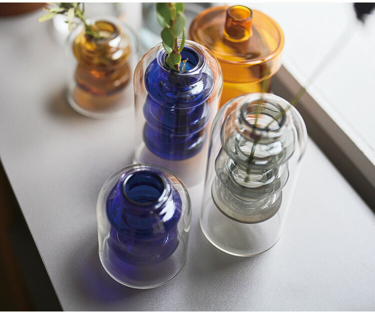 ガラスベース GRS-24 東谷 ガラスベース 花瓶 フラワーベース 北欧 ディスプレイ アート 筒型 一輪挿し ガラス製 玄関 雑貨 小物 お店 カフェ おしゃれ ブルー クリア 生け花 丸 円柱 置物 シンプル(代引不可)