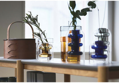 ガラスベース GRS-24 東谷 ガラスベース 花瓶 フラワーベース 北欧 ディスプレイ アート 筒型 一輪挿し ガラス製 玄関 雑貨 小物 お店 カフェ おしゃれ ブルー クリア 生け花 丸 円柱 置物 シンプル(代引不可)