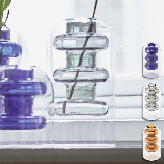 ガラスベース GRS-25 東谷 ガラスベース 花瓶 フラワーベース 北欧 ディスプレイ アート 筒型 一輪挿し ガラス製 玄関 雑貨 小物 お店 カフェ おしゃれ ブルー クリア 生け花 丸 円柱 置物 シンプル(代引不可)