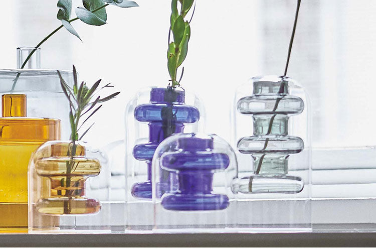 ガラスベース GRS-25 東谷 ガラスベース 花瓶 フラワーベース 北欧 ディスプレイ アート 筒型 一輪挿し ガラス製 玄関 雑貨 小物 お店 カフェ おしゃれ ブルー クリア 生け花 丸 円柱 置物 シンプル(代引不可)