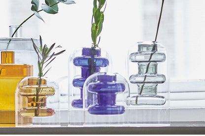 ガラスベース GRS-25 東谷 ガラスベース 花瓶 フラワーベース 北欧 ディスプレイ アート 筒型 一輪挿し ガラス製 玄関 雑貨 小物 お店 カフェ おしゃれ ブルー クリア 生け花 丸 円柱 置物 シンプル(代引不可)