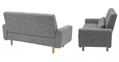 ソファ 2WAY ローソファ クッション付き 幅150cm 2人掛け 3人掛け 2.5人掛け おしゃれ シンプル モダン グレー ベージュ ファブリック 布製 アームソファ 肘あり 肘置き 木フレーム ロータイプ(代引不可)