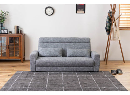 ソファ 2WAY ローソファ クッション付き 幅150cm 2人掛け 3人掛け 2.5人掛け おしゃれ シンプル モダン グレー ベージュ ファブリック 布製 アームソファ 肘あり 肘置き 木フレーム ロータイプ(代引不可)