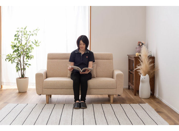 ソファ 2WAY ローソファ クッション付き 幅150cm 2人掛け 3人掛け 2.5人掛け おしゃれ シンプル モダン グレー ベージュ ファブリック 布製 アームソファ 肘あり 肘置き 木フレーム ロータイプ(代引不可)