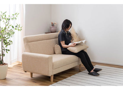 ソファ 2WAY ローソファ クッション付き 幅150cm 2人掛け 3人掛け 2.5人掛け おしゃれ シンプル モダン グレー ベージュ ファブリック 布製 アームソファ 肘あり 肘置き 木フレーム ロータイプ(代引不可)
