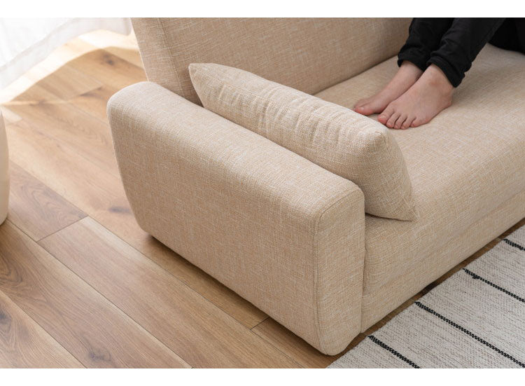 ソファ 2WAY ローソファ クッション付き 幅150cm 2人掛け 3人掛け 2.5人掛け おしゃれ シンプル モダン グレー ベージュ ファブリック 布製 アームソファ 肘あり 肘置き 木フレーム ロータイプ(代引不可)