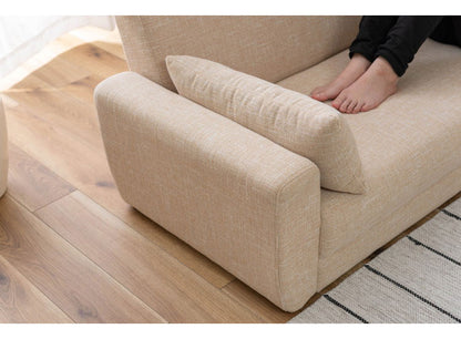 ソファ 2WAY ローソファ クッション付き 幅150cm 2人掛け 3人掛け 2.5人掛け おしゃれ シンプル モダン グレー ベージュ ファブリック 布製 アームソファ 肘あり 肘置き 木フレーム ロータイプ(代引不可)