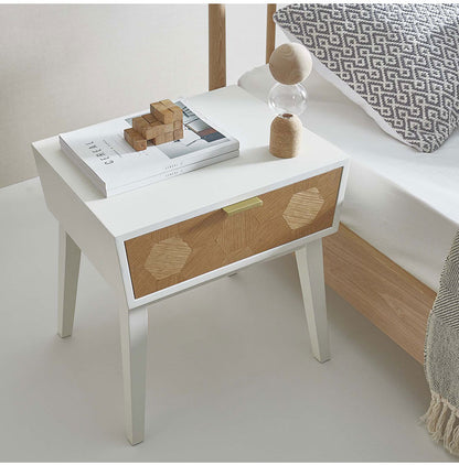 サイドテーブル ナイトテーブル おしゃれ 引き出し付き 収納 木製 コンパクト ベッドサイド ソファサイド モノクロ 韓国インテリア モダン エレガント 白 ホワイト 黒 ブラック 新生活(代引不可)