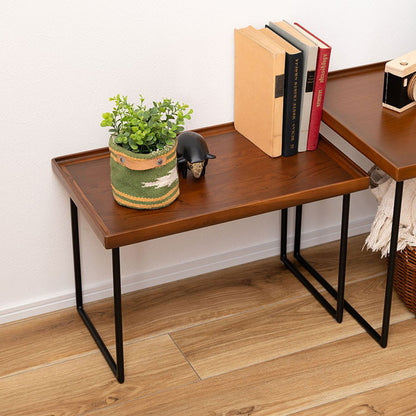 ミニテーブル テーブル サイドテーブル ナイトテーブル おしゃれ シンプル モダン 和モダン 積み重ね 幅50cm 高さ33cm 木製 天然木 スチール ブラウン 黒 軽量(代引不可)