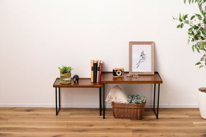 ミニテーブル テーブル サイドテーブル ナイトテーブル おしゃれ シンプル モダン 和モダン 積み重ね 幅50cm 高さ33cm 木製 天然木 スチール ブラウン 黒 軽量(代引不可)