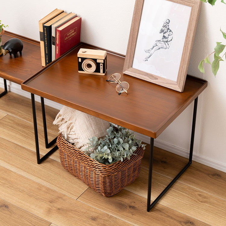 ミニテーブル テーブル サイドテーブル ナイトテーブル おしゃれ シンプル モダン 和モダン 積み重ね 幅60cm 高さ40cm 木製 天然木 スチール ブラウン 黒 軽量(代引不可)