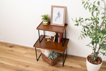 ミニテーブル テーブル サイドテーブル ナイトテーブル おしゃれ シンプル モダン 和モダン 積み重ね 幅60cm 高さ40cm 木製 天然木 スチール ブラウン 黒 軽量(代引不可)