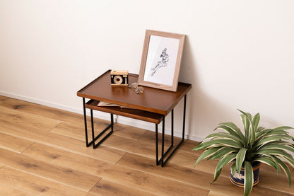 ミニテーブル テーブル サイドテーブル ナイトテーブル おしゃれ シンプル モダン 和モダン 積み重ね 幅60cm 高さ40cm 木製 天然木 スチール ブラウン 黒 軽量(代引不可)