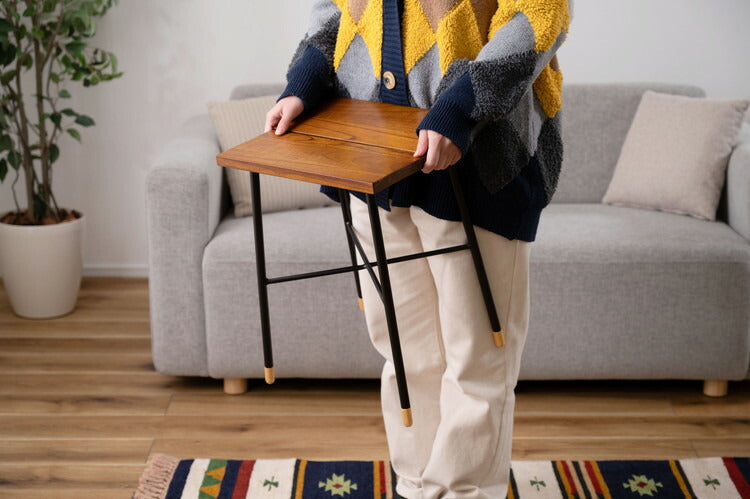 スツール ウッドスツール 椅子 チェア いす 木製 天然木 ミンディ スチール 脚キャップ モダン ブラウン 花台 ディスプレイ 玄関 リビング 腰掛け シンプル おしゃれ(代引不可)