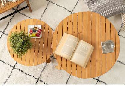 フォールディングテーブル 直径45cm テーブル 折り畳み 折りたたみ 簡易テーブル スリム 収納 アウトドア お洒落 ナチュラル ホワイト 持ち運び Sサイズ サイドテーブル ベッドサイド(代引不可)