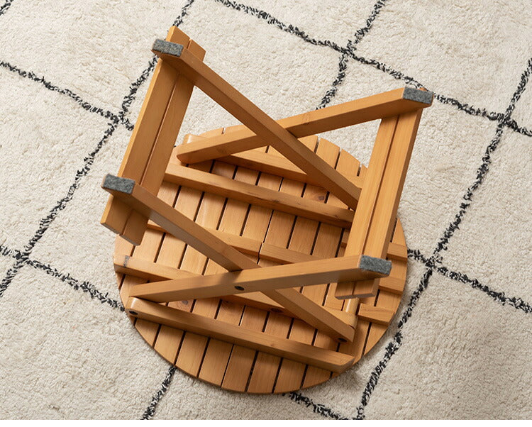 フォールディングテーブル 直径45cm テーブル 折り畳み 折りたたみ 簡易テーブル スリム 収納 アウトドア お洒落 ナチュラル ホワイト 持ち運び Sサイズ サイドテーブル ベッドサイド(代引不可)