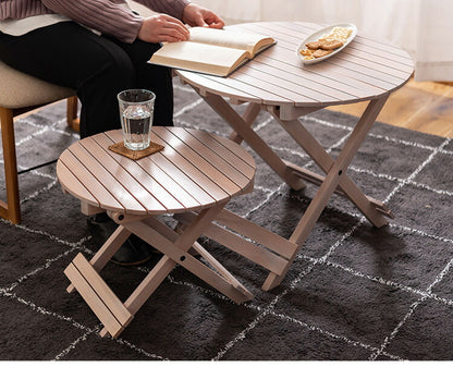 フォールディングテーブル 直径45cm テーブル 折り畳み 折りたたみ 簡易テーブル スリム 収納 アウトドア お洒落 ナチュラル ホワイト 持ち運び Sサイズ サイドテーブル ベッドサイド(代引不可)