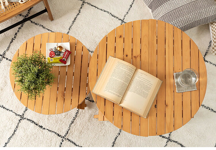 フォールディングテーブル 直径60cm テーブル 折り畳み 折りたたみ 簡易テーブル スリム 収納 アウトドア お洒落 ナチュラル ホワイト 持ち運び Lサイズ サイドテーブル ベッドサイド(代引不可)