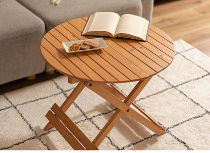 フォールディングテーブル 直径60cm テーブル 折り畳み 折りたたみ 簡易テーブル スリム 収納 アウトドア お洒落 ナチュラル ホワイト 持ち運び Lサイズ サイドテーブル ベッドサイド(代引不可)