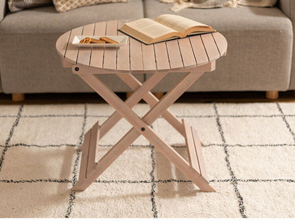 フォールディングテーブル 直径60cm テーブル 折り畳み 折りたたみ 簡易テーブル スリム 収納 アウトドア お洒落 ナチュラル ホワイト 持ち運び Lサイズ サイドテーブル ベッドサイド(代引不可)