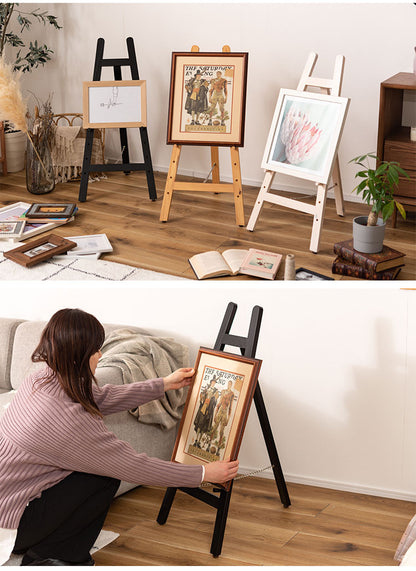 イーゼル スタンド 木製 絵画 パネルスタンド 看板 デッサン メニューボード 天然木 ブラック ナチュラル ホワイト(代引不可)
