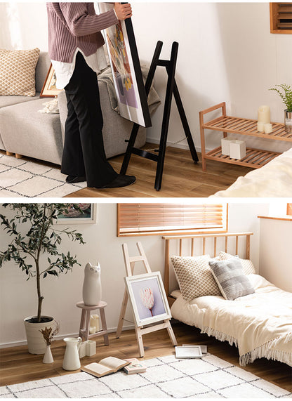 イーゼル スタンド 木製 絵画 パネルスタンド 看板 デッサン メニューボード 天然木 ブラック ナチュラル ホワイト(代引不可)