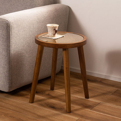 ラウンドガラステーブルS サイドテーブル テーブル ガラステーブル おしゃれ モダン シンプル ラタン 籐 リゾート アジアン ソファ 座椅子 ベッド コンパクト 木製 天然木 ガラス 軽い 軽量(代引不可)