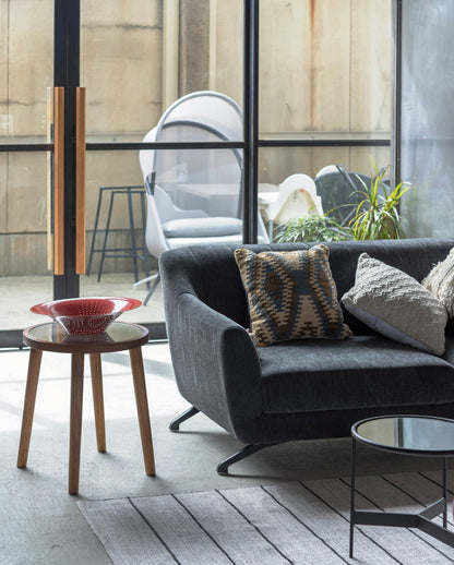 ラウンドガラステーブルS サイドテーブル テーブル ガラステーブル おしゃれ モダン シンプル ラタン 籐 リゾート アジアン ソファ 座椅子 ベッド コンパクト 木製 天然木 ガラス 軽い 軽量(代引不可)