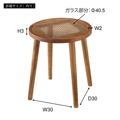 ラウンドガラステーブルM サイドテーブル テーブル ガラステーブル おしゃれ モダン シンプル ラタン 籐 リゾート アジアン ソファ 座椅子 ベッド コンパクト 木製 天然木 ガラス 軽い 軽量(代引不可)