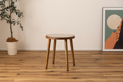 ラウンドガラステーブルM サイドテーブル テーブル ガラステーブル おしゃれ モダン シンプル ラタン 籐 リゾート アジアン ソファ 座椅子 ベッド コンパクト 木製 天然木 ガラス 軽い 軽量(代引不可)