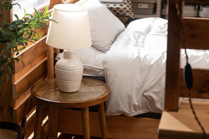 ラウンドガラステーブルM サイドテーブル テーブル ガラステーブル おしゃれ モダン シンプル ラタン 籐 リゾート アジアン ソファ 座椅子 ベッド コンパクト 木製 天然木 ガラス 軽い 軽量(代引不可)