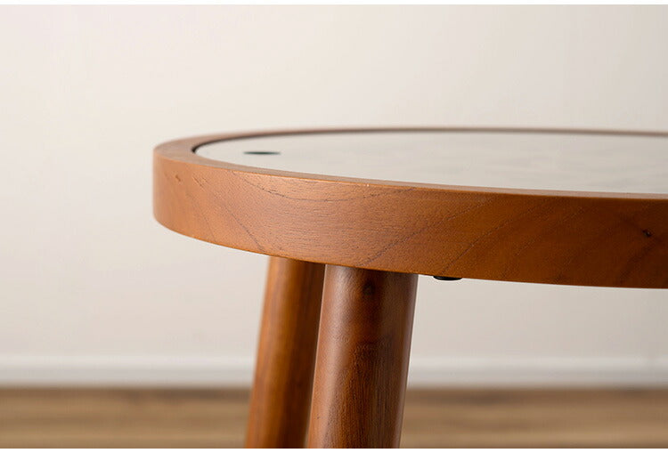 ボードゲームテーブル GT-780 東谷 サイドテーブル 丸 ラウンド 丸型 木製 高さ50cm 円形 ソファ ベッド横 ガラス リビング 天然木 ナチュラル ナイトテーブル 遊べる ゲーム 三目並べ(代引不可)