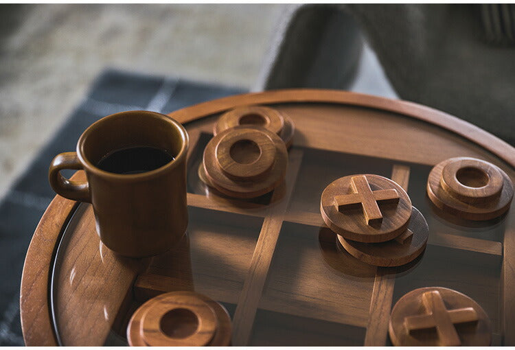 ボードゲームテーブル GT-780 東谷 サイドテーブル 丸 ラウンド 丸型 木製 高さ50cm 円形 ソファ ベッド横 ガラス リビング 天然木 ナチュラル ナイトテーブル 遊べる ゲーム 三目並べ(代引不可)