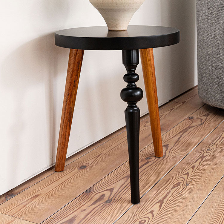 ラウンドサイドテーブル GT-786 東谷 サイドテーブル 丸 ラウンド 丸型 木製 高さ50cm 円形 ソファ ベッド横 リビング 天然木 ナチュラル ナイトテーブル 個性的 軽量 軽い モダン ブラック(代引不可)