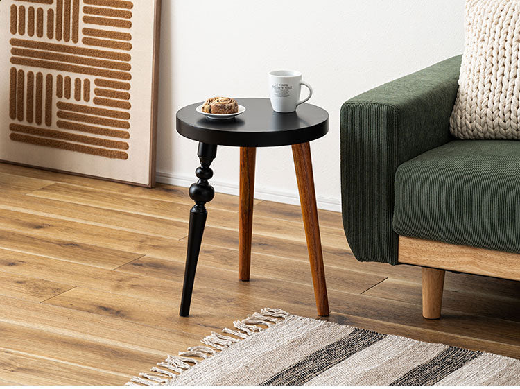 ラウンドサイドテーブル GT-786 東谷 サイドテーブル 丸 ラウンド 丸型 木製 高さ50cm 円形 ソファ ベッド横 リビング 天然木 ナチュラル ナイトテーブル 個性的 軽量 軽い モダン ブラック(代引不可)