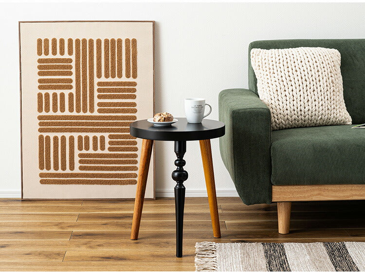 ラウンドサイドテーブル GT-786 東谷 サイドテーブル 丸 ラウンド 丸型 木製 高さ50cm 円形 ソファ ベッド横 リビング 天然木 ナチュラル ナイトテーブル 個性的 軽量 軽い モダン ブラック(代引不可)