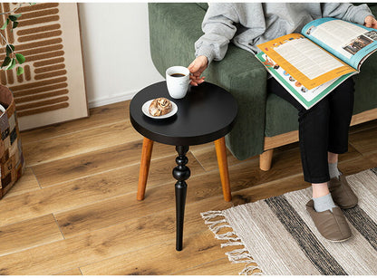 ラウンドサイドテーブル GT-786 東谷 サイドテーブル 丸 ラウンド 丸型 木製 高さ50cm 円形 ソファ ベッド横 リビング 天然木 ナチュラル ナイトテーブル 個性的 軽量 軽い モダン ブラック(代引不可)