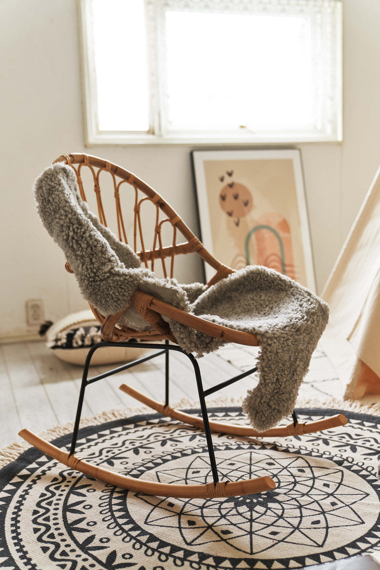 ロッキングチェア ラタン 籐 パーソナルチェア 椅子 イス いす 揺り椅子 リラックスチェア 一人掛け レトロ アジアン リゾート アンティーク スチール脚 アームレス 肘なし 背もたれ(代引不可)