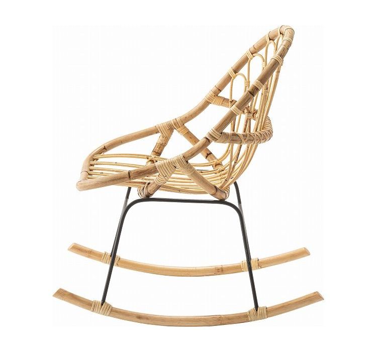 ロッキングチェア ラタン 籐 パーソナルチェア 椅子 イス いす 揺り椅子 リラックスチェア 一人掛け レトロ アジアン リゾート アンティーク スチール脚 アームレス 肘なし 背もたれ(代引不可)