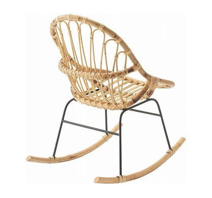 ロッキングチェア ラタン 籐 パーソナルチェア 椅子 イス いす 揺り椅子 リラックスチェア 一人掛け レトロ アジアン リゾート アンティーク スチール脚 アームレス 肘なし 背もたれ(代引不可)