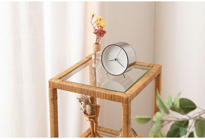 ガラスシェルフ GUY-2 東谷 シェルフ ガラス ガラスシェルフ ラタン 籐 クリア 収納 収納棚 ラック オープンラック 3段 三段 見せる収納 シンプル 北欧 ナチュラル ナイトテーブル 強化ガラス(代引不可)